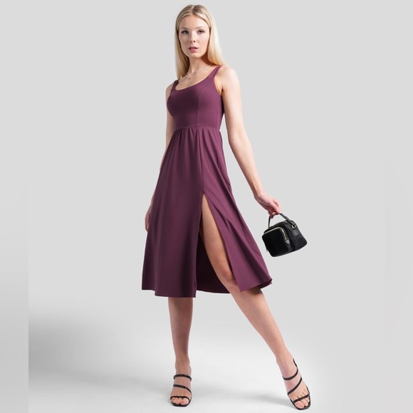 NWT HALARA Backless Cut Out Pocket Split Hem women’s Midi Dress small exercise - Picture 6 of 11